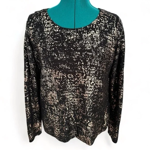 Sparkle & Fade Black Sweater with Gold Fleck M - Picture 2 of 9